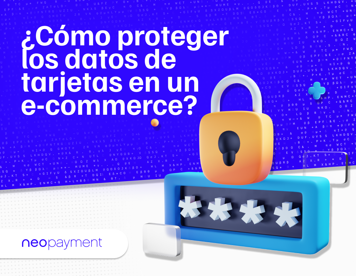 Ilustración 3D de tokenización de tarjetas con candado y asteriscos, simbolizando la protección de datos de pago en e-commerce.